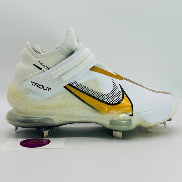 Nike Men's Force Zoom Trout 7 Pro Mid Baseball Cleats White/Gold CI3134-106 Sz 8 - Picture 1 of 10
